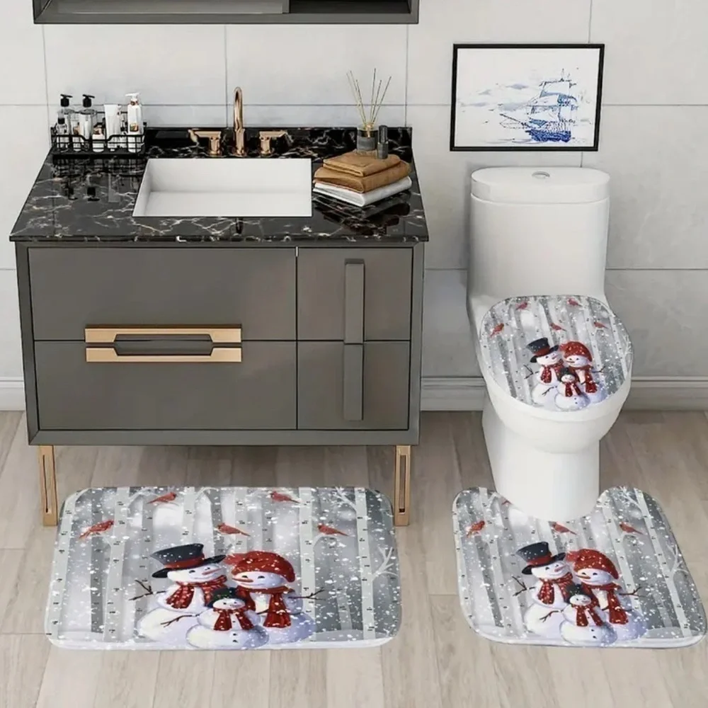 4pc Mr. & Mrs. Snowman Bathroom Set NWT